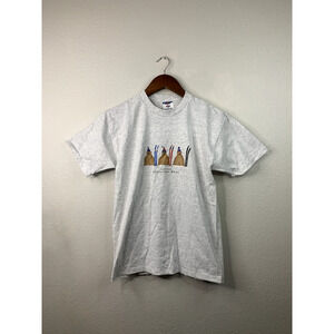90s Vintage Jerzees Youth L Gray Wolf Creek Junior Ski Bums Graphic Shirt VTG